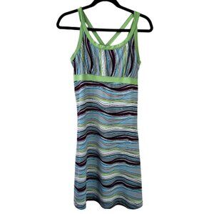 Royal Robbins Athletic Sports Dress Crisscross Straps Striped Green Blue Small